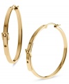 Inspired by classic belt silhouettes, these hoop earrings from Michael Kors are a chic creation to flaunt on the weekends. Crafted in gold ion-plated steel. Approximate length: 1-1/4 inches.