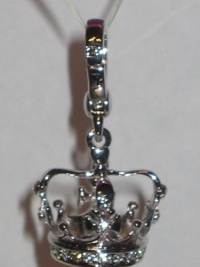 Juicy Couture Charm Silver Crown 3D Charm w Clear Pave Accents Silver Bracelet Charm YJRU4614