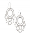 Delicate yet dazzling. A lightweight look defines these opulent oval-shaped drop earrings from Bar III. Crafted in silver tone mixed metal, they're embellished with a sparkling array of crystals. Approximate drop: 3 inches.