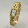 J. G. HOOK Women's Rectangular Gold Tone Watch with White Dial. Model: JH-2028W