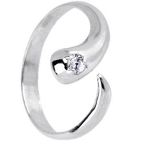 Sterling Silver 925 Cubic Zirconia Solitaire Flare Adjustable Toe Ring