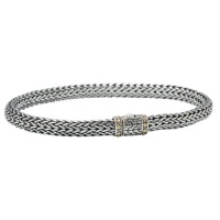 925 Silver Byzantine Bracelet with 18k Gold Accents- 7.5 IN