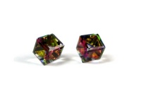 Vitrail Medium Tilted Cube Swarovski Austrian Crystal Earrings, 6mm