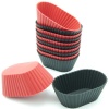 Freshware 12-Pack Mini Oval Silicone Reusable Baking Cup