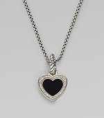 From the Cable Heart Collection. Black onyx heart with a diamond pavé border.Diamond, 0.16 tcw Black onyx Sterling silver Width, about ¾ Length, about ½ Imported Please note: Chain sold separately. 