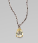 From the La Petite Collection. A pear shaped drop of faceted canary crystal on a textured sterling silver chain.Canary crystal 18K yellow gold Sterling silver Length, about 17 Lobster clasp closure Imported 