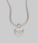 From the Classic Chain Collection. A white sapphire pavé heart dangles from a signature sterling silver chain.White sapphire Sterling silver Rhodium chain Length, about 18 Pendant length, about ¾ Pendant width, about ½ Lobster clasp closure Made in Bali 