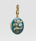 Turquoise-colored CRYSTALLIZED - Swarovski Elements sparkle on this handcrafted, hand-enameled birthstone locket that opens to hold a favorite photo. Crystal Enamel 18k goldplated brass & brass-plated pewter Month indicated on the back Length, about 1¼ Width, about 1 Spring clip clasp Made in USA