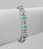 EXCLUSIVELY AT SAKS.COM. Add a touch of color with this pavé crystal embellished blue ceramic accented cubic zirconia doublet stone design. CrystalsBlue ceramic accented cubic zirconiaRhodium-plated brassLength, about 7½Tongue-and-box closureImported 