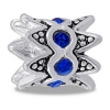 DaVinci Blue CZ Spiked Crown European/Memory Charm/Bead Double Sterling Layered Bead - Fits Pandora Bracelets