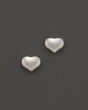 Romantic heart stud earrings in 18K white gold from Roberto Coin.