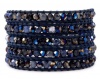 Chan Luu Dark Blue Fire Agate Mix Wrap Bracelet on Dark Blue Leather