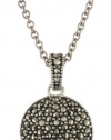 Judith Jack Sterling Silver Marcasite and Crystal Pave Reversible Circular Pendant Necklace, 16