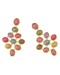 Colorful sapphires in vibrant, brilliant hues are set in 18K yellow gold on these Marco Bicego earrings.