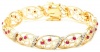 18k Yellow Gold Plated Sterling Silver Ruby and Diamond Accent Bracelet, 7.25