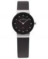 An unexpected pop of purple creates a playful presence on this leather watch from Skagen Denmark.