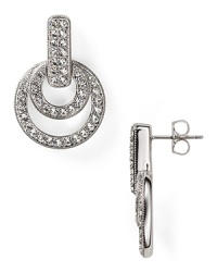 Ethereal pavé-crystals romance this pair of Nadri drop earrings, crafted from rhodium-plated metal.