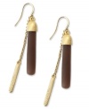 Natural beauties. These stick drop earrings by Alfani feature nature-inspired brown resin and a gold tone charm dangling from a linked chain. Set in gold tone mixed metal. Approximate drop: 2-1/4 inches.