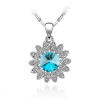 Silver Tone White Gold Swarovski Style Vintage Crystal Solitaire Pendant Necklace