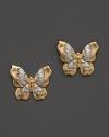 Delicate butterflies are detailed in 18K yellow gold accents on these post earrings from Buccellati.