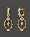 18K gold and diamond earrings with gothic center from the Laurel collection. By Judith Ripka.