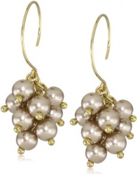 Anne Klein Sorbet Gold-Tone Champagne Pearl and Crystal Eurowire Drop Earrings