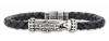 J.Goodman Sterling Silver Black Braided Leather Bracelet 8 1/2