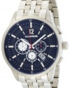 K&BROS Men's 9461-1 Steel Chronograph Silver-tone Bracelet Black Dial Watch