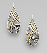 From the Papyrus Collection. A teardrop shape featuring interwoven textured and smooth curves of sterling silver and 18k yellow gold.18k yellow gold Sterling silver Length, about 1 French wire Imported