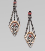 From the Les Dents de la Mer Collection. A golden shark jaw, jagged teeth and all, becomes a delightful design element in these graceful filigree earrings that hang from garnet teardrops and blackened chains.Red garnetRose goldplated sterling silver and black rhodium-plated sterling silverLength, about 2¾14k gold post backImported