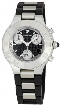 Cartier Men's W10125U2 Must 21 Chronoscaph Stainless Steel and Black Rubber Chronograph Watch