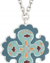 Lucky Brand Suzani Silver-Tone Blue Enamel Pendant Necklace