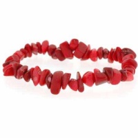 Red Genuine Sea Bamboo Coral Chip Stretch Bracelet