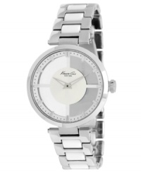 Timeless style that's clear as day: this sleek Kenneth Cole New York watch features a transparent dial and stunning silver tones.