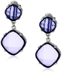 Anne Klein Helen Silver-Tone Purple Drop Earrings