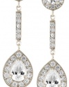 Platinum Plated Sterling Silver Cubic Zirconia Pear-Shaped Drop Post Earrings