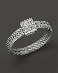 Charriol's Classique Collection cable ring lends a fresh, modern look, mixing diamonds with 18K white gold and stainless steel.