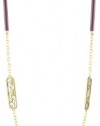 T Tahari Gold Tone with Ruby Resin and Crystal Station Necklace