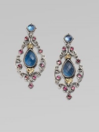 EXCLUSIVELY AT SAKS. Pink tourmaline and blue topaz stones set in sterling silver and accented with 18k gold. Pink tourmaline and blue topaz18k goldSterling silverLength, about 2.25Post backImported 