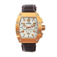 TW Steel Men's CE2003 CEO Tonneau Brown Leather White Chronograph Dial Watch