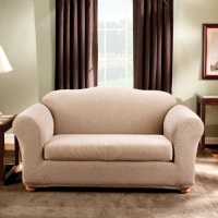 Sure Fit Stretch Stripe 2-Piece Loveseat Slipcover, Sand