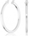 Sterling Silver Thin Square Tube Medium Click-Top Hoop Earrings