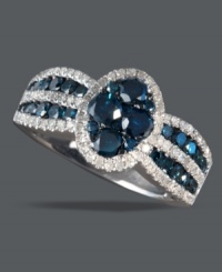 True blue style. Bella Bleu by Effy Collection's stunning designs never disappoint. Round-cut blue diamonds (1-1/6 ct. t.w.) and white diamonds (1/4 ct. t.w.) create striking contrast in a 14k white gold setting.