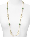 Combining 14-karat gold with jade stations, this three-row textured link necklace from Lauren Ralph Lauren will make a lasting addition to every jewelry box.