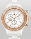 Michele Jetway White Ceramic Diamond Rose Gold Quartz Women's Watch - MWW17B000008