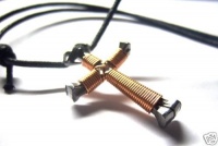 Copper Horseshoe Nail Cross Necklace