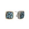 925 Silver & Blue Topaz Square Cluster Earrings with 18k Gold Accents