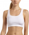 Champion Women's Double Dry Seamless Shiny Sports Bra, White, Medium