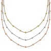 Sterling Silver 3-Strand Stationed Sparkle Chain Necklace in Multi Tone Style