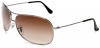 Ray-Ban 3267 Square Aviator Sunglasses,Silver Frame/Gradient Brown Lens,64 mm